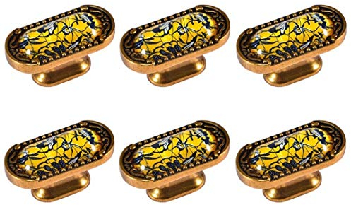 COTBY Set mit 6 luxuriösen Vintage-Türknaufen, Schubladenschränken, Kristall-Möbelgriffen für Schränke, Küchen- und Badezimmerschränke, Fensterläden usw. (Lochabstand 128 mm) (Farbe C, Einzelloch)