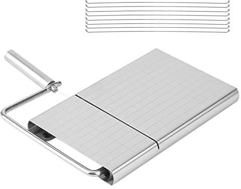 Spactz Stainless Steel Cheese Slicer with 8 Wire Cheese for Block Cheese Slicers Cutting Board Cheese