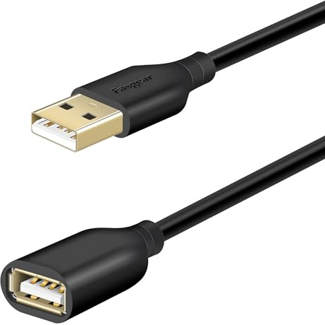 Fasgear USB 2.0 Verlängerungskabel 1,8m- USB A Stecker auf A Buchse für außenkamera/Kamera Innen,Lichterkette,led Strip,lamp,Hub, Maus,Tastatur,Drucker,Scanner(5m,Schwarz)