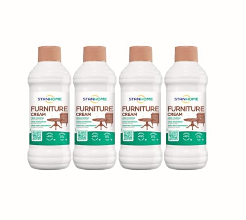 STANHOME Furniture Crema para Muebles Protector Madera Efecto Barniz abrillantador, Cuidado y Restauracción de Muebles del Hogar, Embellecedor Restaurador Madera (4x250ml)