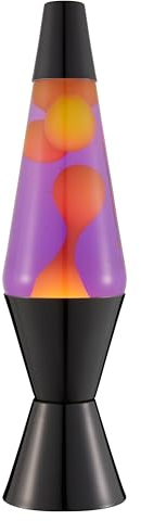 LAVA® - Lampada Lava 2323, cera gialla, liquido viola, base e cappuccio neri, lampada di movimento originale di marca LAVA® da 14,5 pollici