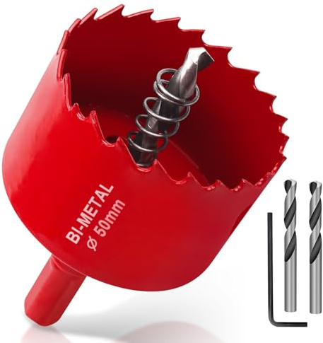 Yeepeo Lochsäge 50mm, Universal HSS M42 Bi-Metall Lochsägen 1 Stück | Lochkreissäge mit Sechskant-Schaft und Bohrer Lochbohrer Set, Bohrkrone für Holz, Rigips, Trockenbau, Kunststoffe