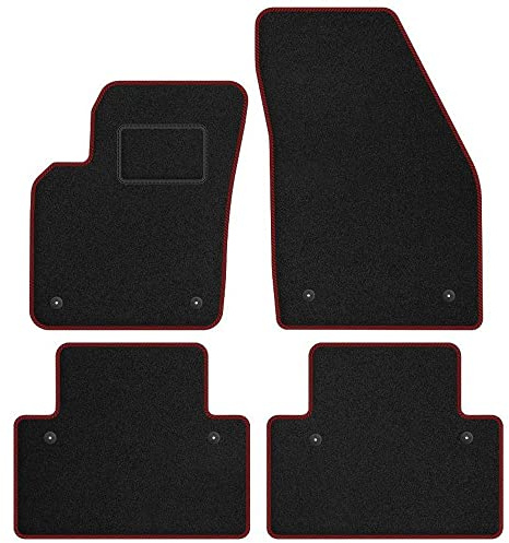 M MOTOS Standard bilmattor av velour för Volvo V50 2004-2012 - Standard, Vävd, Röd - Upplev ny körkomfort med en uppsättning golvmattor i velour till din bil.