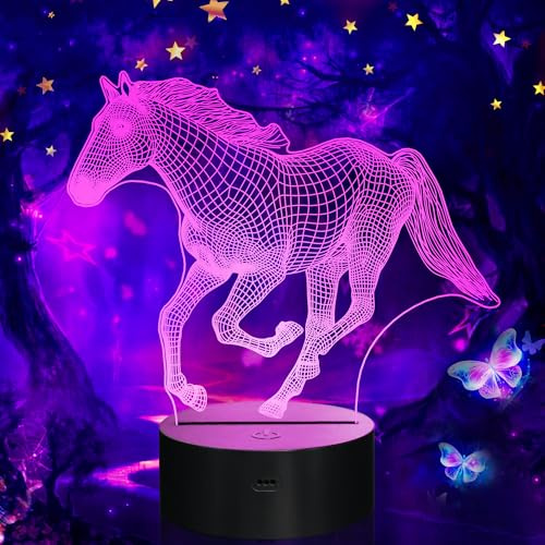 FULLOSUN Pferd Geschenke für Mädchen, Pferd Lampe, Pferd Nachtlicht mit Fernbedienung, 16 Farben, Veränderbare Farben - Ideal für Pferdefans als Geburtstags- oder (Pferd)