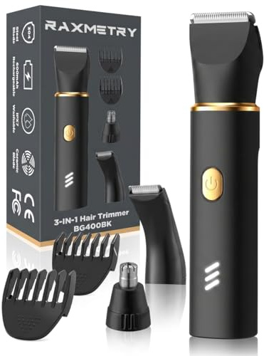 RAXMETRY Manscape Body Hair Trimmer for Men-3 in 1 Electric Razor Groin Groomer,IPX7 Waterproof,Versatile Hair Trimmer for Ball/Pubic/Chest/Beard/Nose,USB-C Rechargeable,Gifts for Him Dad