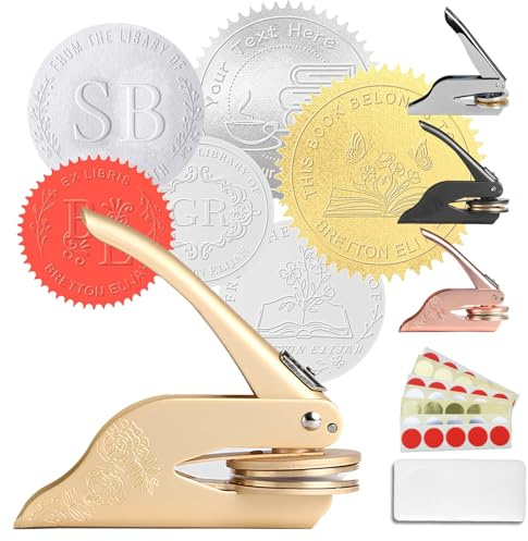 Custom Book Embosser, Personalised Book Embossing Stamp Designs to Customise Text or Logo, Book Embosser Seal Stamp for Business Cards Paper Notebook