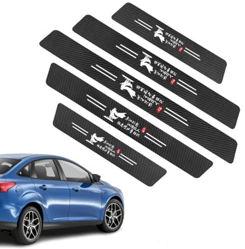 HSIXHAF Protecteur de Seuil de Porte,5 Pcs Fibre Carbone Bande de Protection de Pare-Chocs ArrièRe Film,Anti-Rayures Voiture Universelle, Modèle de Style Chinois