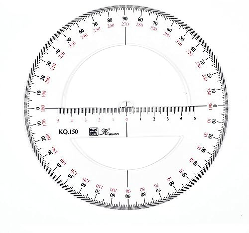 1 goniometro rotondo completo, strumenti di misurazione in plastica a 360 gradi, per matematica organica, semicerchio, goniometro, disegno, modello, strumento di progettazione, righello, 10 cm