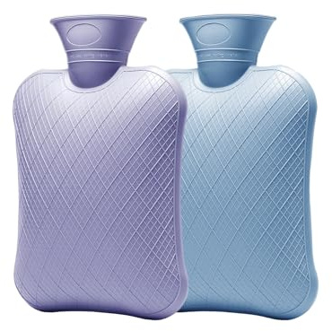 FORICOM Extra stora varmvattenflaskor för smärtlindring. 2-pack, 2 l varmvattenpåse för ryggsmärta, värmekudde 2 liter, giftfri och gummi, varm och kall terapi. BPA-fri