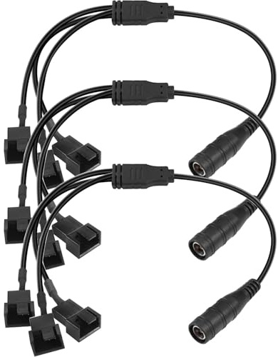 RUNCCI-YUN 3 Stück fan kabel 4pin auf DC,Computer PC Gehäuselüfter Power Splitter Adapterkabel, DC5521 auf 4-poliges Kabel,DC zu 3/4 Pin PC Lüfter Y Splitter Kabel 1 zu 3（37m）