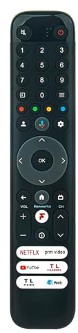 VINABTY RC833 GUB2 Remplacement de la télécommande vocale Compatible avec TCL Smart TV 65C645K 75C645K 85C645K 43C645K 50C645K 55C645K