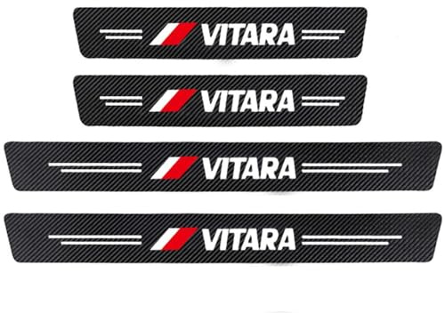 EIWXEFQT 4Pcs Car Door Sill Protector Strips for Suzuki Vitara, Car Door Sill Scuff Plate Kick Plates Black Rubber Anti-Scratch Trim Cover