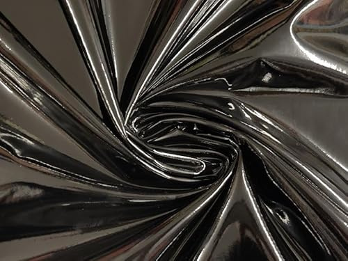 Hi Shine Gloss PU Fabric Material Black 1MTR