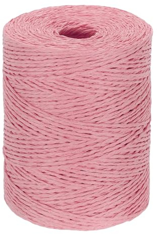 PATIKIL Filo Rafia Cotone Naturale 328 Iarde, Nastro Carta Rafia All'Uncinetto per Cappello da Sole Fai da Te Borsa da Spiaggia Uncinetto Avvolgimento Filato Maglia, Rosa