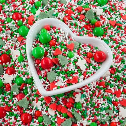 STREUSEL GLÜCK Streusel Weihnachten Weihnachtsmix 40g weiss rot grün Weihnachtsbaum Engel | Zuckerstreusel Weihnachten Tortendeko Torte Cupcakes Muffins | Christmas Plätzchen Kekse verzieren