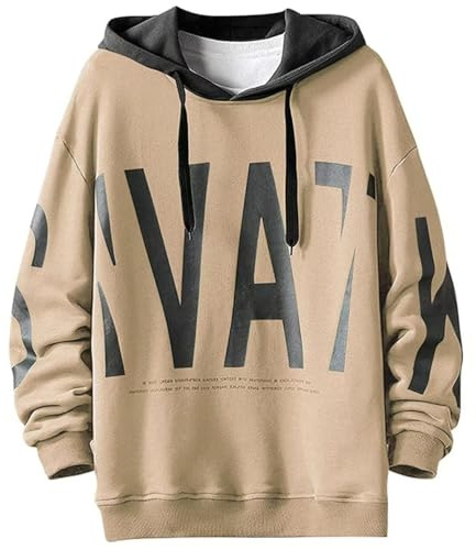 Moshtashio Huvtröja för Herrar, Basic Tröja Med Huva, Unisex Casual Sporttröjor(kaki,4XL)