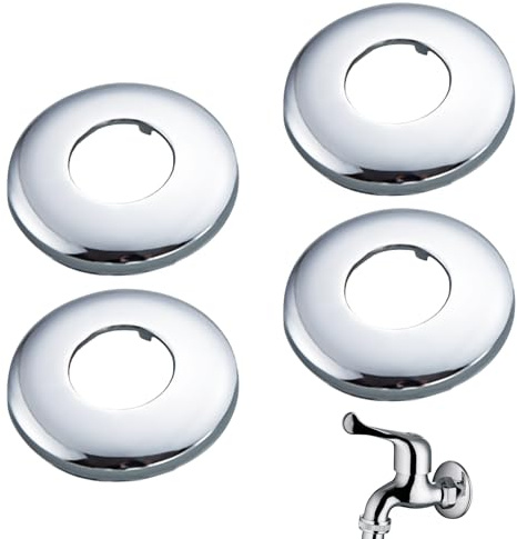 Hugwish Rosace Mitigeur Douche Acier Inoxydable (3/4) Ø 27 mm x Ø 69 mm x hauteur 8 mm 4pcs, Rosace Robinet, Garniture Pour Robinet De Douche Muraux (4, 69x8mm Argent)