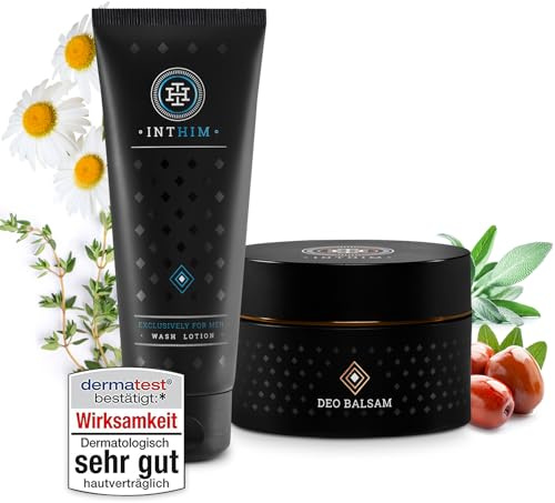 IntHim Antibakterielle Intim Waschlotion Herren - pH-Hautneutrale Intimpflege Männer bei Juckreiz + Anti-Scheuer Deocreme