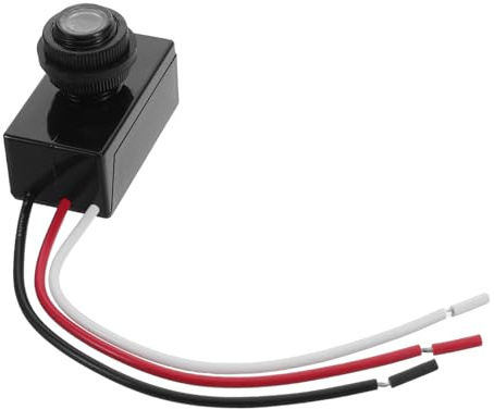 Automatischer Lichtschalter mit Fotozelle für Außenbeleuchtung | Dämmerungsschalter Kunststoff mit Elektronik, Schwarze Ausführung, für Straßenlaternen und Gartenlampen