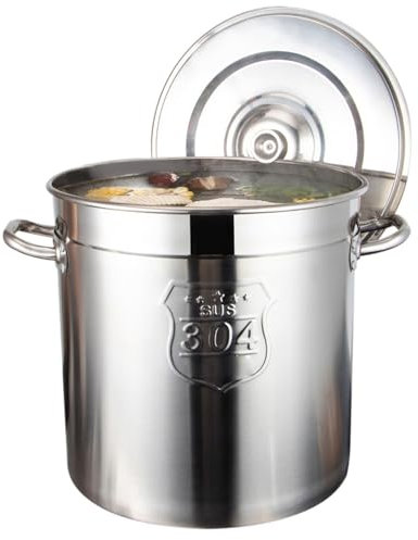 Pentola in Acciaio Inox, pentola per zuppa a induzione Resistente con Coperchio in Acciaio, Grande pentola Commerciale, pentola per Cucinare zuppe, Frutti di Mare, Riso, 18 l