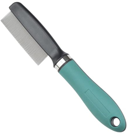 Sghtil Pettine anti-pidocchi - Pettine per il viso del cane in acciaio inossidabile | Spazzola ergonomica per cani a pelo lungo districare toelettatura e rimozione dei nodi