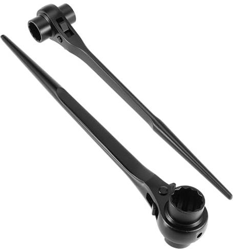 UNGFEI 2 Pack 19mm x 22mm Ratchet Scaffold Podger Spanner Quick Release Tool Wrench for Steel Structure & Car Repair, (12 Point, 31cm Length)