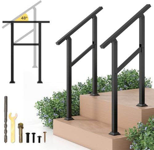 COSTWAY Main Courante pour Escalier 0-2 Marches en Métal