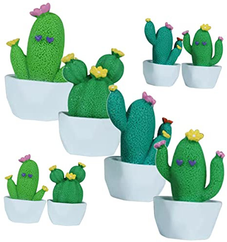 ibasenice 8 Pezzi Statuine Cactus in Resina, Mini Ornamenti da Tavolo per Casa, Ufficio e Auto, Decorazione Piccola e Creativa