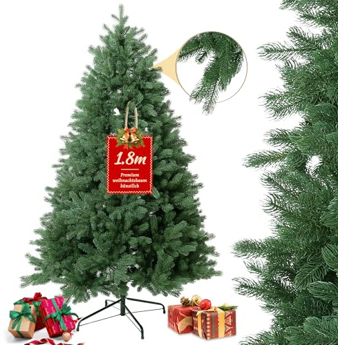 EVGN Künstlicher Weihnachtsbaum 210 cm – Premium Nordmanntanne aus 100% Spritzguss-PE – Dicht, realistisch & naturgetreu – Stabiler Metallständer – Schwer entflammbar & geruchsfrei – Christmas Tree