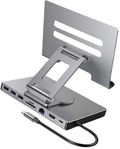 Estación de acoplamiento 8/9 en 1 tipo C, soporte de aluminio para laptop, USB 3.0, múltiples puertos, adaptador Gigabit Ethernet