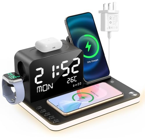 Wireless Charger,7 In 1 Dual Phone Charging Station For iPhone & Samsung