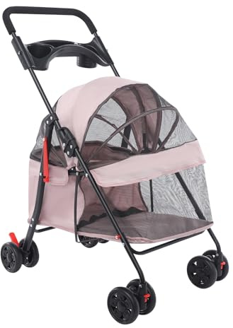 Carrello pieghevole per animali domestici, 69 x 49 x 97 cm, passeggino per cani e gatti di piccola e media taglia
