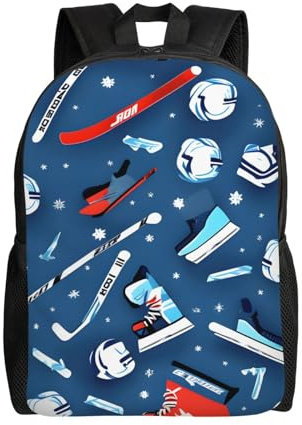KLJnmbb Sac à dos imperméable et élégant imprimé hockey sur glace pour homme et femme pour voyage, randonnée, camping