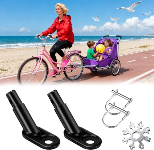 DXIA Anhängerkupplung Für Fahrrad-Anhänger, 2pcs Fahrradanhänger Kupplung, Universal Kupplung, Schwarz Adapter Fahrradanhänger, Zum Transport Von Gütern, Kinderanhängern, Schneeflocke Mit Schlüssel