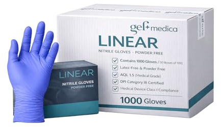 Gef Medica - 1000 Guanti XL in Nitrile Blu Violaceo LINEAR Senza Polvere, Guanti Monouso Ambidestri, DPI III Cat, Uso Medico Alimentare