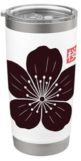 Fiori di ciliegio Sakura Fiore giapponese Kanji Bicchiere termico in acciaio inox doppia parete