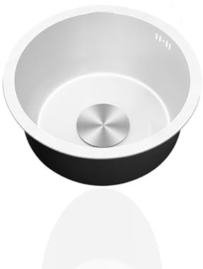 32 cm runt vitt diskho – inget stål tvättställ, undermonterad design för platsbesparande, perfekt för små kök och tvättstugor
