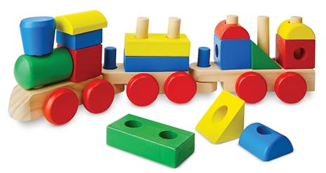 Melissa & Doug Stacking Train - Classic Wooden Toddler Toy (18 pcs)