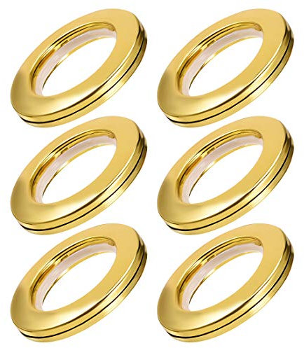sourcing map Anillos Ojales armella aro de plástico para Barras pasamuros de Cortina de la Ventana de 1.5 Pulgadas de diámetro 6 Piezas Color Dorado