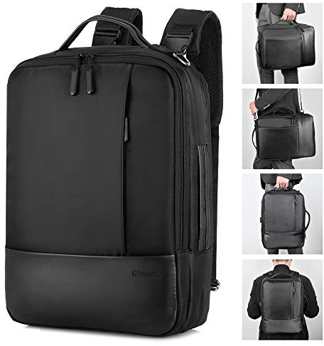 Gimars UPGRADE Diseño 3 en 1 Mochila para Portátil 15.6 con Puerto de USB Bolsa Portátil Unisex Mochila Multifuncional Ergonomica para Trabajo Oficina Escuela Negocio Viaje Avión,Negro