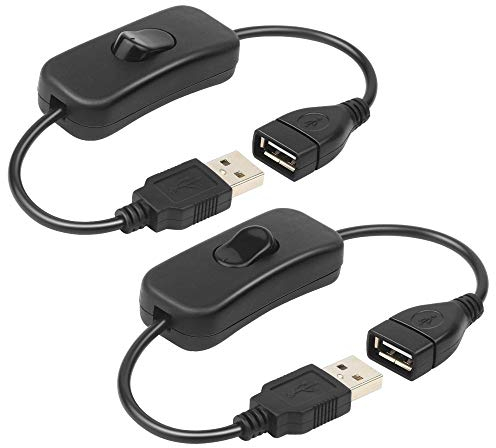 LHSDMOAT USB Schalter kabel 0,3m, usb-verlängerungskabel mit Ein/Aus-Schalter für Fahrrekorder, LED-Schreibtischlampe, Lüfter, LED-Streifen(2 Pack)