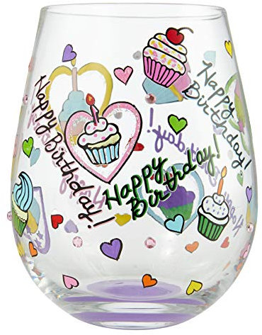 Enesco 6006946 Designs by Lolita - Copa de vino pintada a mano, diseño artesanal, multicolor