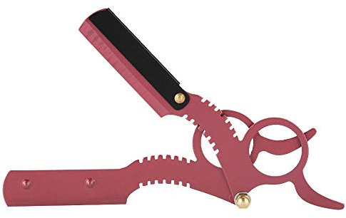 Maquinilla de afeitar recta de peluquero, navaja de afeitar clásica de barbero vintage con cuchillas fáciles Mecanismo de reemplazo Afeitado de barba Navaja de afeitar profesional (rojo)