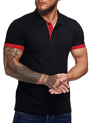 Zuoyouzi Men's Short Sleeve Casual Slim Fit Polo Shirts Basic Designed Classic Cut Cotton Shirts Black