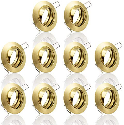 Maxkomfort 10x Einbaustrahler Set GU10 rund schwenkbar 230V – Gold – Deckenstrahler 104S-TP GD inkl. Fassung – Einbauleuchte Spot Einbaurahmen Deckenlampe