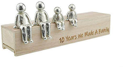 Pirantin Idée de 10e anniversaire de mariage – 10 ans nous avons fait une famille 100% étain – Choisissez votre combinaison familiale (2 enfants)