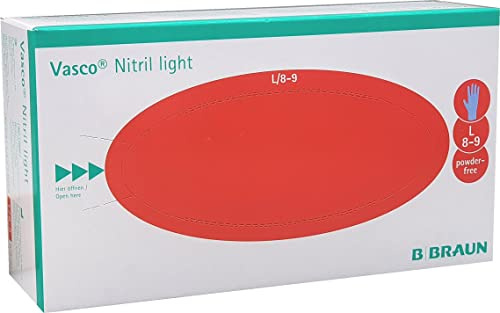 B.Braun Vasco Nitril Blue | medizinische Untersuchungs- und Schutzhandschuhe | unsteril, puderfrei | Größe: L | 150 Stück