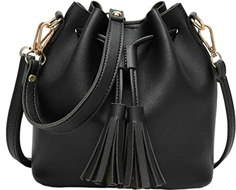 Sharplace Bucket Umhängetasche Hobo Bag Kordelzug Leder mit extra längerem Riemen für Reise Damen Damen