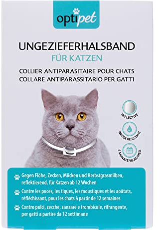 OptiPet x1 Ungezieferhalsband für Katzen | 4 Monate Schutz gegen Flöhe Zecken Mücken Milben - reflektierend, für Katzen ab 12 Wochen | Flohhalsband Katzen/Zeckenhalsband für Zeckenschutz Katze