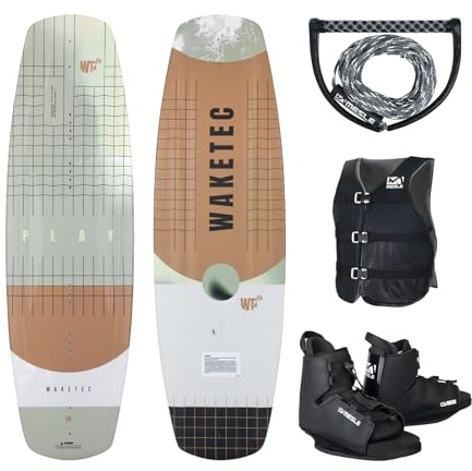Waketec Wakeboard Komplett-Set Play DLX, Bindung Duro, Leine One, Weste Sportsman